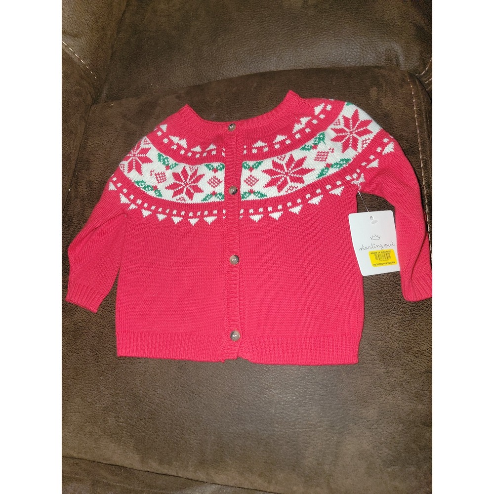 Starting out holiday Christmas pointsetta sweater size 18 months nwt
